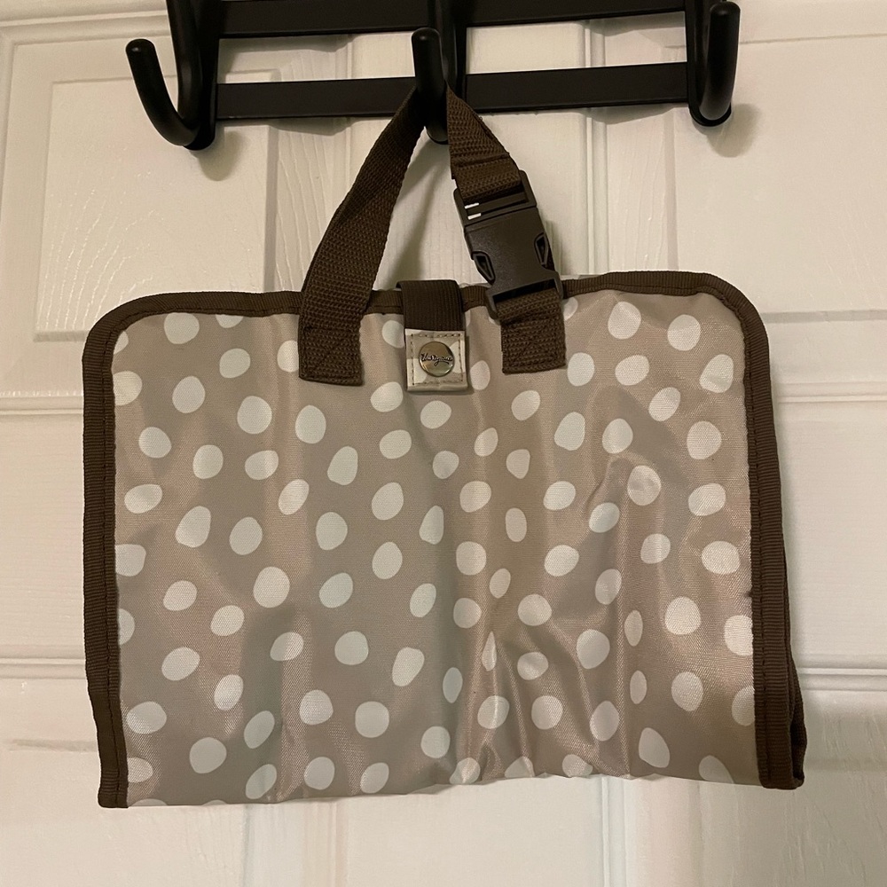Brown and White Polka Dot Travel Toiletry holder bag